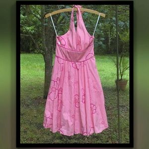 ❤Floral tie up halter dress with sparkle accents